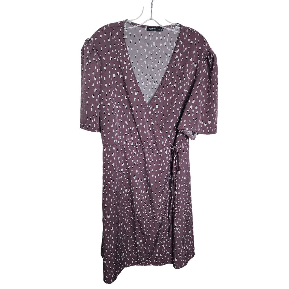 SHEIN Curve 4XL Wrap Dress, Purple Geometric